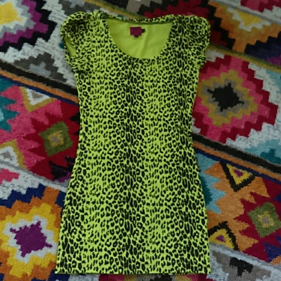 neon green leopard print dress